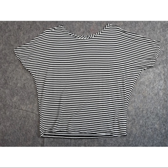Cupio T-Shirt Women's Large White Black Striped Boat Neck Dolman Sleeve Pullover - Picture 1 of 5